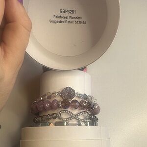 Bomb Party First release stack RAINFOREST Lilac Crystal Multi-Bracelet Set